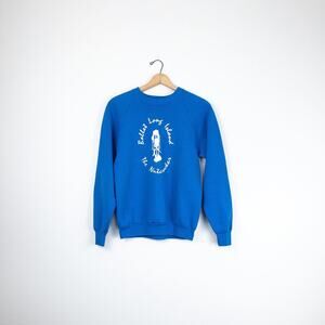 Fruit of The Loom Vintage Blue Raglan Cotton Blend Crew Neck Sweatshirt L